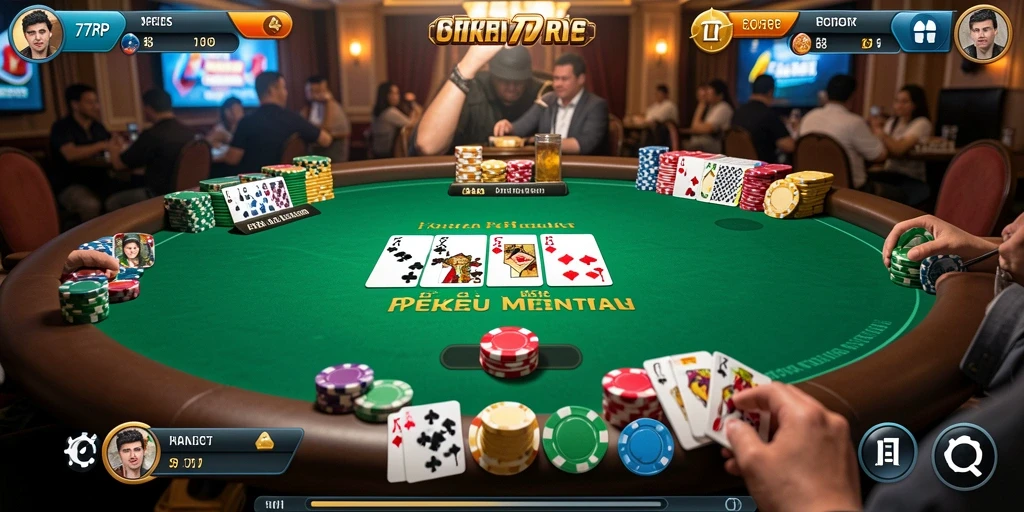 Tampilan permainan Poker yang menarik dan menegangkan di 77RP.