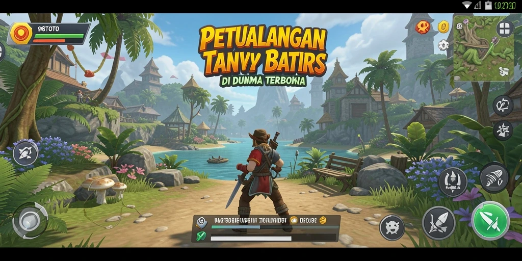 Screenshot gameplay Open World 98TOTO dengan eksplorasi bebas dan karakter unik.