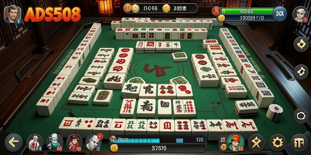 Tampilan gameplay seru Mahjong di ADS508 dengan grafis warna-warni.