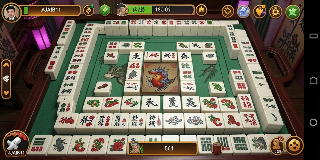 Screenshot utama AJAIB11 memperlihatkan gameplay Mahjong yang seru dan menantang.