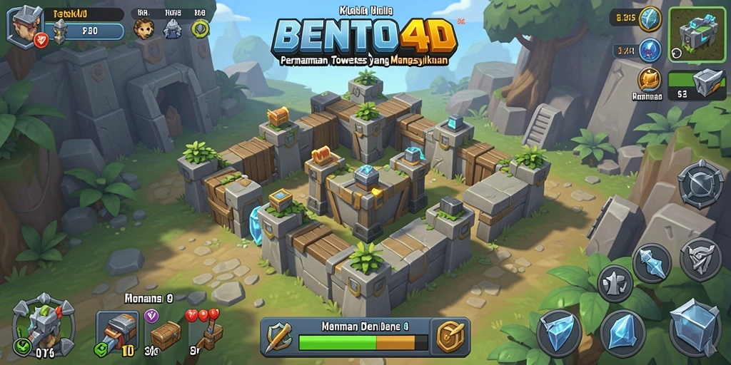 Screenshot gameplay BENTO4D menampilkan strategi bertahan yang seru.