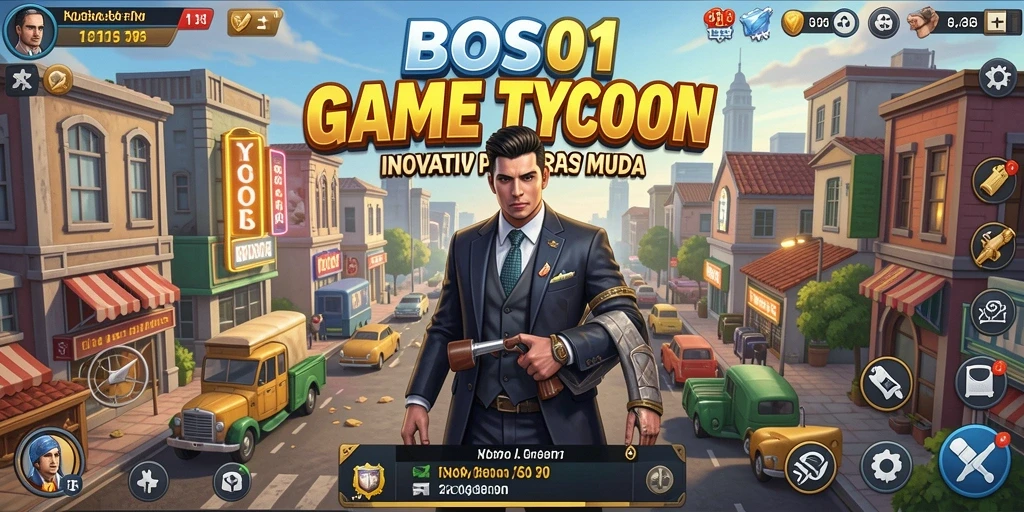 Screenshot gameplay BOS01 menampilkan keseruan membangun bisnis.