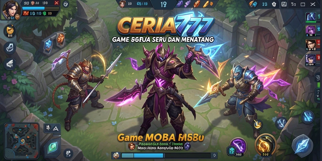 Gim CERIA777 menampilkan aksi seru dalam pertandingan MOBA.
