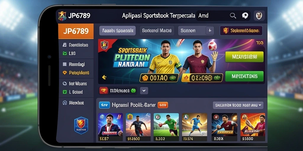 Tampilan antarmuka pengguna yang menarik dan fungsional dalam aplikasi Sportsbook.