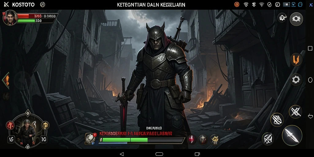 Screenshot KOSTOTO menampilkan gameplay mencekam dengan suasana gelap dan makhluk menyeramkan.