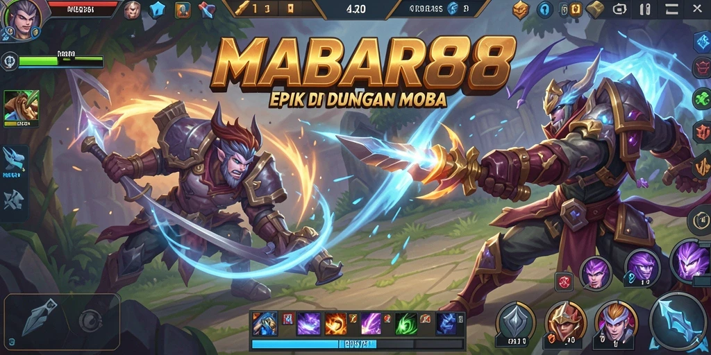 Gameplay seru MABAR88 dengan pertarungan strategis dalam arena.