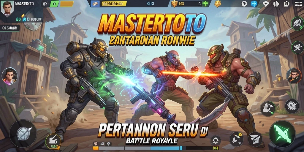 Screenshot utama MASTERTOTO menampilkan aksi seru dalam gameplay Battle Royale.