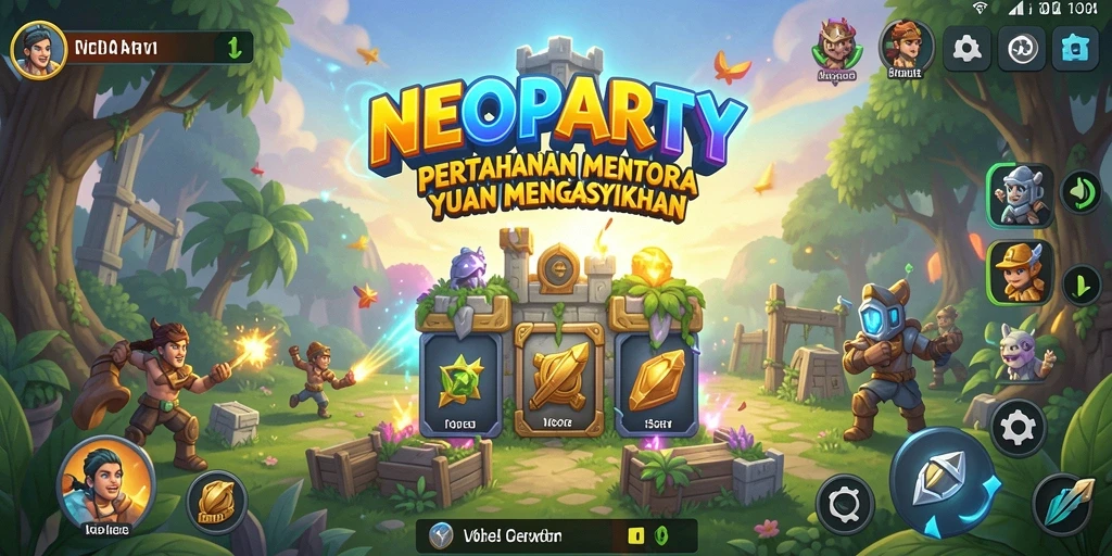 Gameplay seru Tower Defense di NEOPARTY dengan grafis menawan.