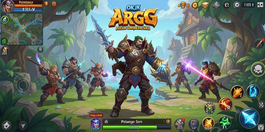 Tangkapan layar utama OKJK menampilkan aksi pertempuran seru dalam dunia ARPG.