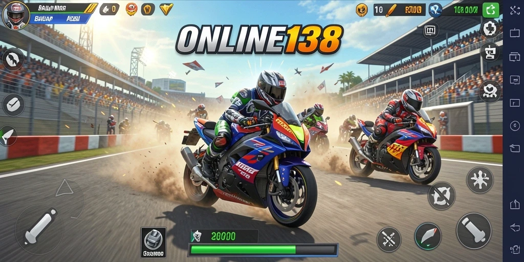 Gambaran gameplay seru balap motor di ONLINE138.