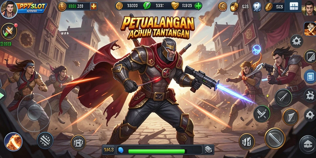 Screenshot menunjukkan momen aksi intens di PP7SLOT.