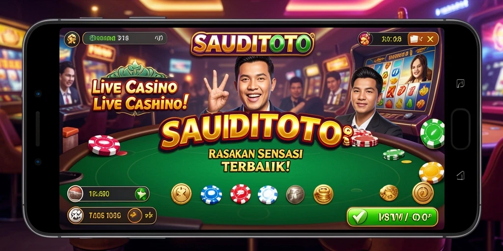 Screenshot gameplay SAUDITOTO dengan dealer Live Casino yang profesional.