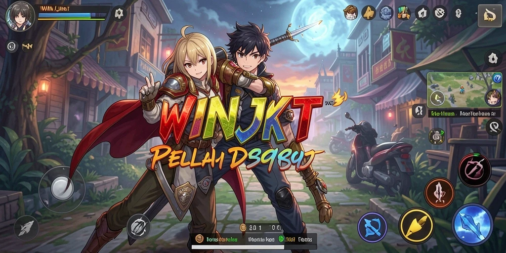 Tampilan gameplay WINJKT menampilkan karakter anime yang penuh aksi.